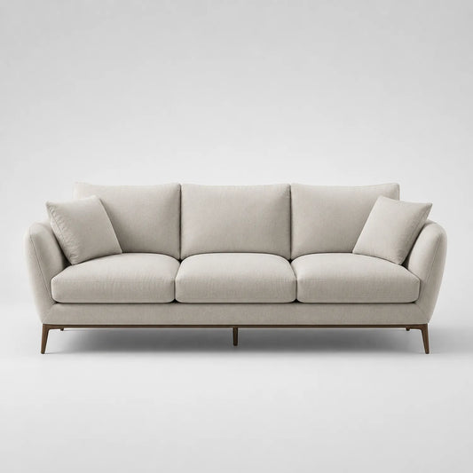 3-Sitzer Sofa Beige Polyester mit Holzbeinen