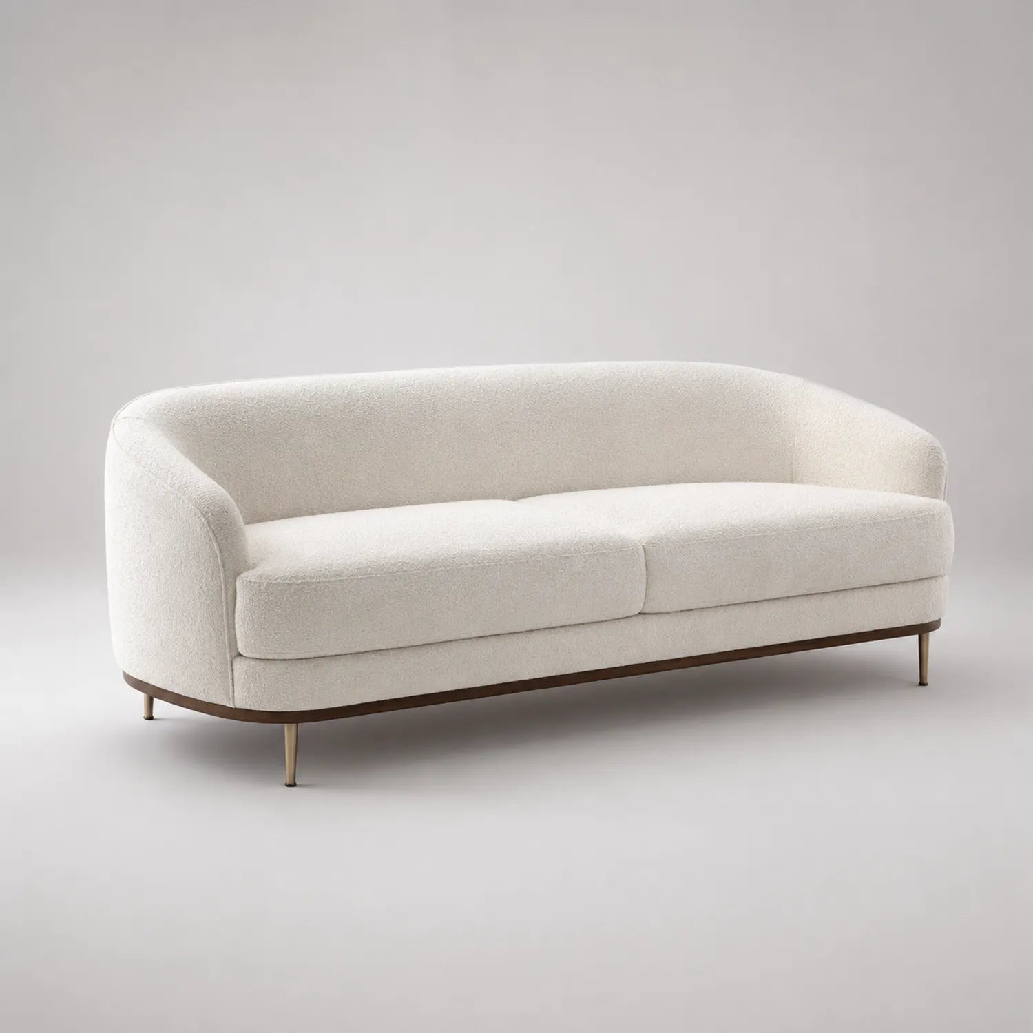 3-Sitzer Sofa Bouclé-Stoff Holzrahmen Metallbeine Beige 220 cm