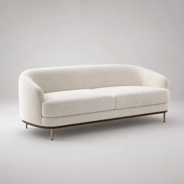3-Sitzer Sofa Bouclé-Stoff Holzrahmen Metallbeine Beige 220 cm